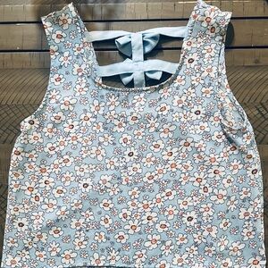 Floral Sleeveless Top with Bow Detail